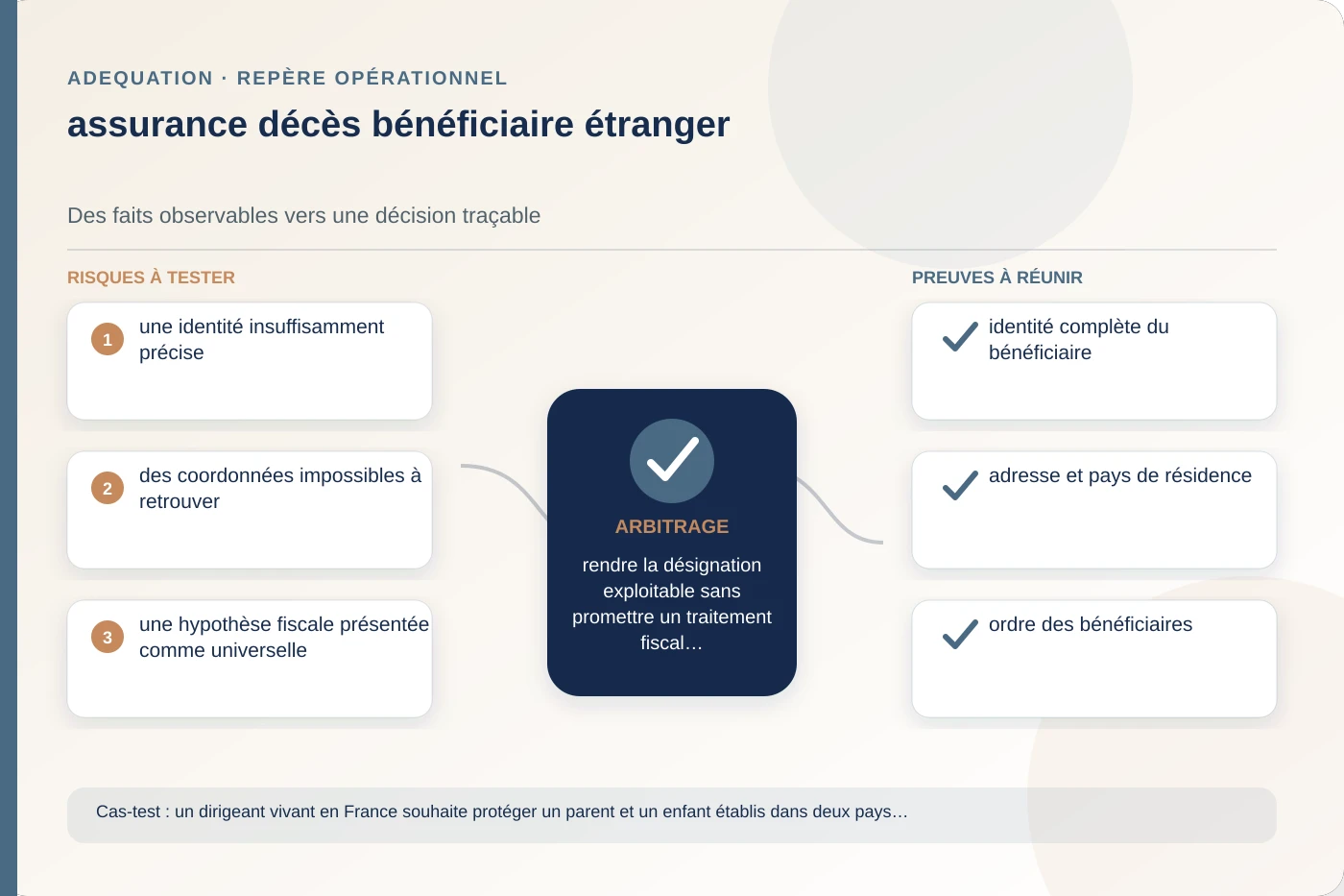 Analyse structurée de assurance décès bénéficiaire étranger