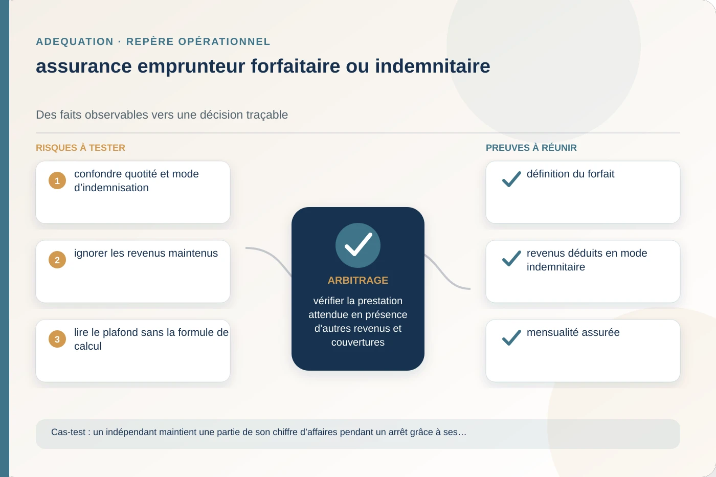 Analyse structurée de assurance emprunteur forfaitaire ou indemnitaire