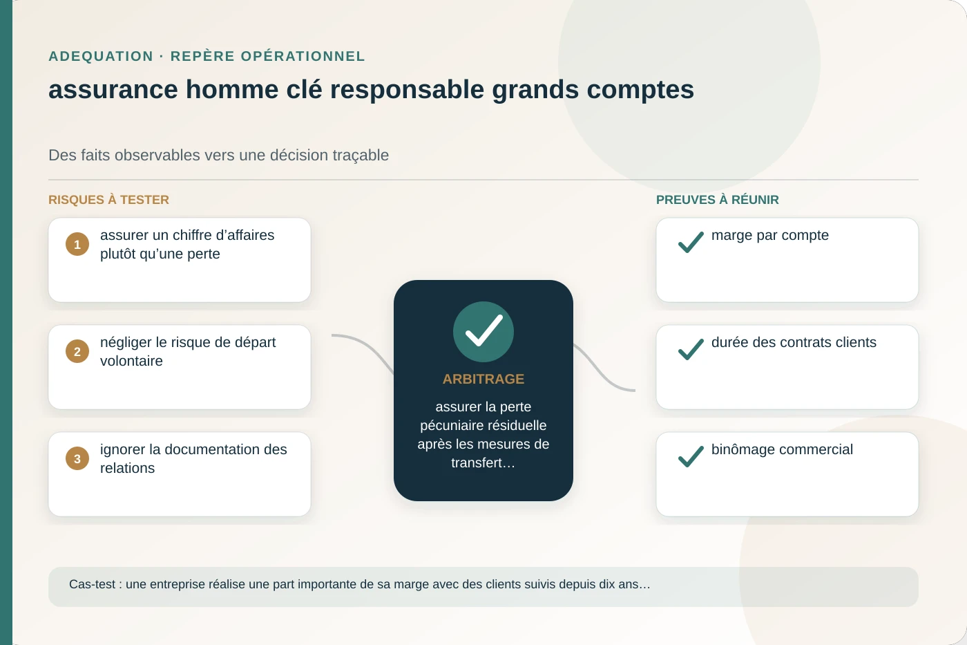 Analyse structurée de assurance homme clé responsable grands comptes