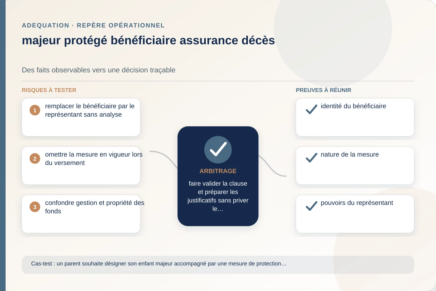 Analyse structurée de majeur protégé bénéficiaire assurance décès